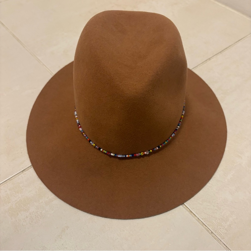 Rag & Bone Camel Wool Hat with  Beaded Trim